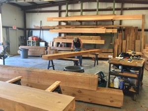 Our fabricators pay close attention to detail. Timber beams in the layout process.